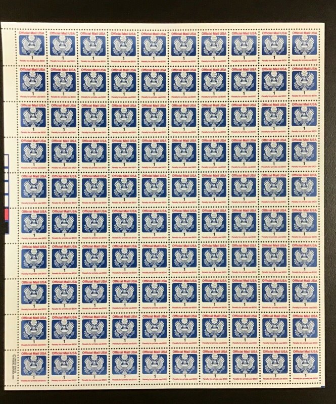 O143  Eagle ( 1  at bottom)  MNH Sheet of 100   Issued in 1989