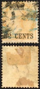 Straits Settlements SG9 32c on 2a Yellow Cat 130  pounds