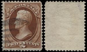 US #135 SCV $75. VF, lovely cork cancel, super color, with clear grill, A sup...