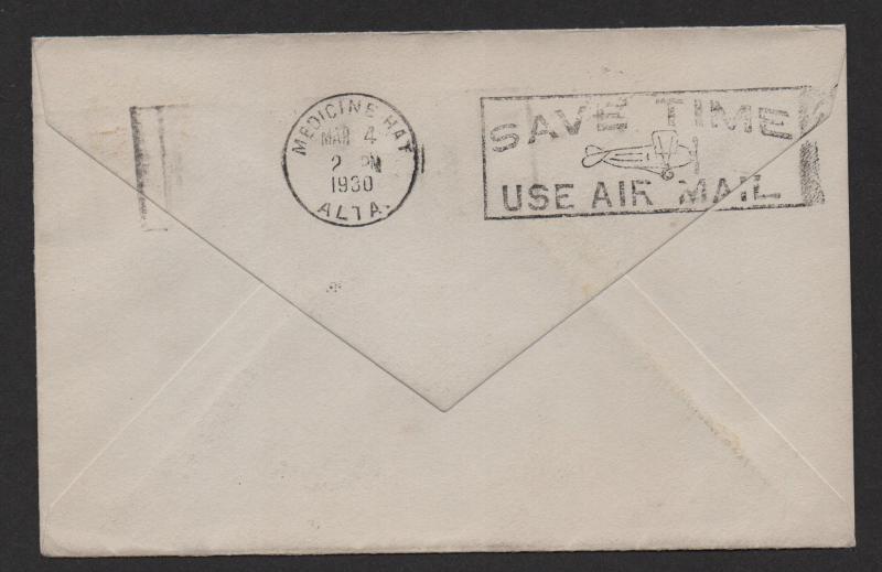 $Canada Sc#126a block of 4 on cover, Winnipeg to Medicine Hat 1930