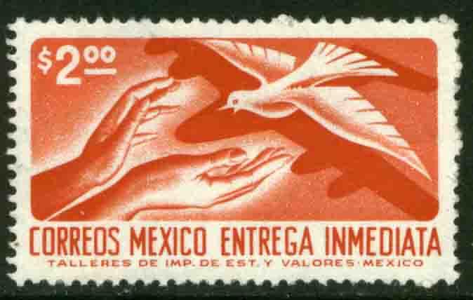 MEXICO E23 $2.00 1950 Def 8th Issue Fosforescent coated MINT, NH. VF.