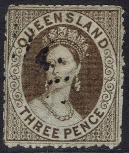 QUEENSLAND 1860 QV CHALON 3D WMK SMALL STAR ROUGH PERF 14 - 16 USED