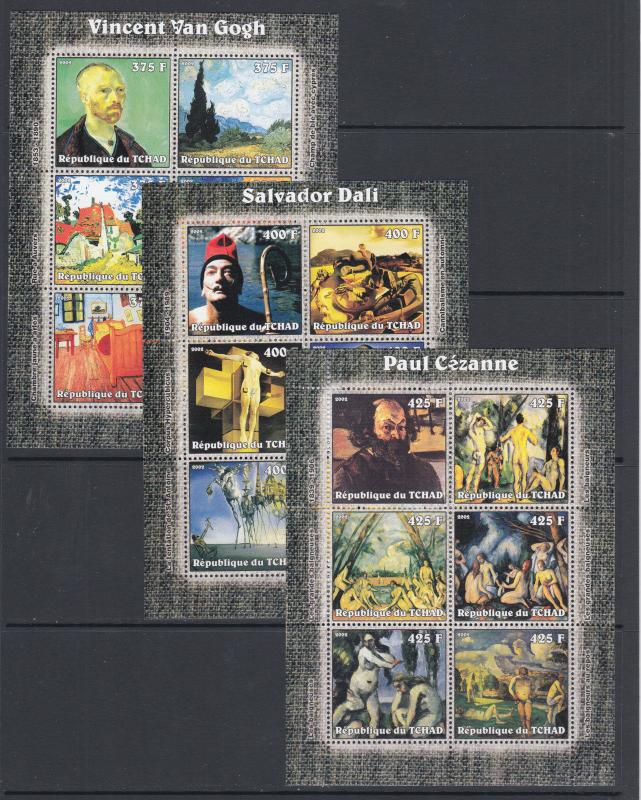 Chad Sc 944-957 MNH. 2002 Artists with their paintings, cplt set of 14 sheets VF