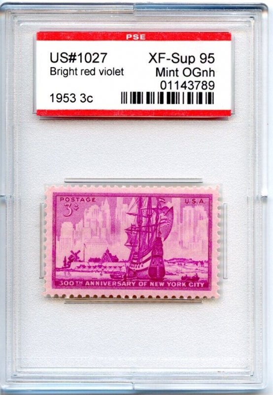 US SCOTT #1027 MINT-XF-SUP-OG-NH GRADED 95 PSE ENCAPSULATED SMQ $25 (8/14/24 GP)