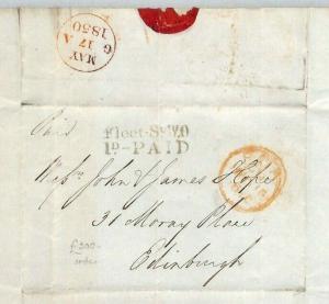 GB London Edinburgh *1s PAID* Historic Letter 1850 {samwells-covers} MS2547 