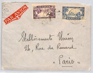 France Cols SENEGAL AOF Cover Air Mail Port Louis FRANCE Paris 1938 ZF66