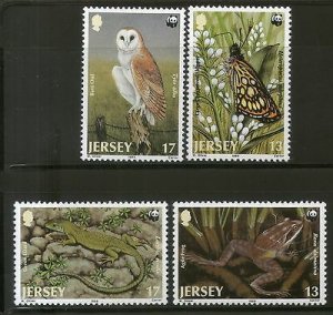 Jersey 1989 WWF Owl Butterfly Lizard Wildlife Animal Fauna Sc 507-10 MNH # 080