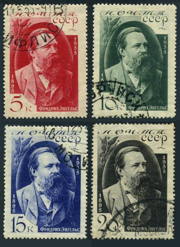 Russia 555-558,CTO.Michel 523-526. Friedrich Engels,German Socialist,1935.