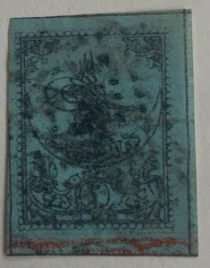 Turkey 1863 2pia black on greenish blue, used. Scott 4, CV $20.00. Isfila 5