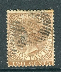 STRAITS SETTLEMENTS; 1867 early classic QV Crown CC issue used shade of 2c.