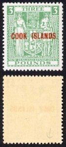 Cook Is SG135a Three Pound Green Wmk inverted U/M Cat 75