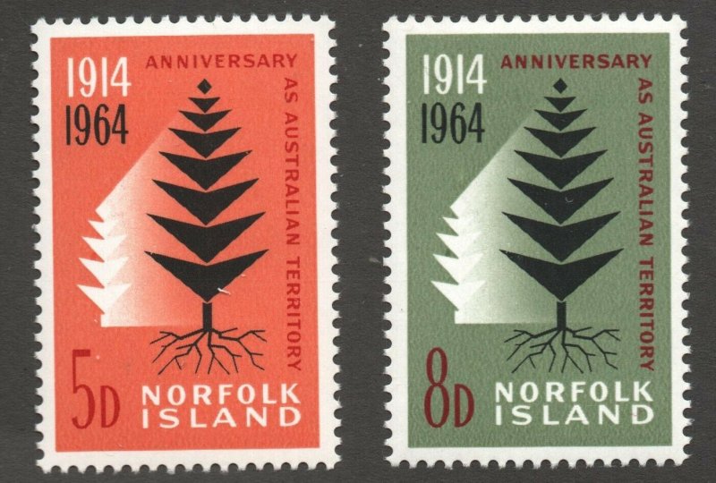 Norfolk Island (1964) - Scott # 66 - 67,   MNH