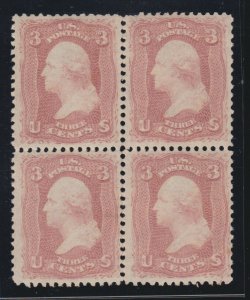 US 65 3c Washington Mint Block of 4 VF OG 1 VLH / 3 NH