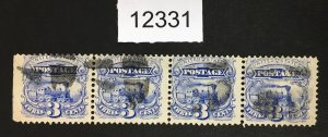 MOMEN: US STAMPS # 114 STRIP OF 4 USED LOT #12331