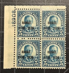 US Stamps - SC# 648 - Plate Block Of 4 UL - MOGH - Hawaii Overprint - SCV $200
