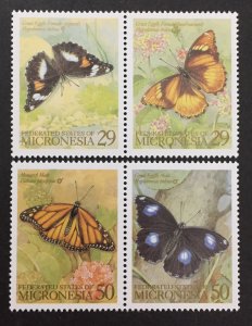 Micronesia 1993 #182-3 2 Pairs, Butterflies, MNH.