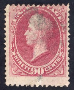 US Scott 155 Used 90c carmine Oliver Perry, w/o Grill Lot F090 bhmstamps