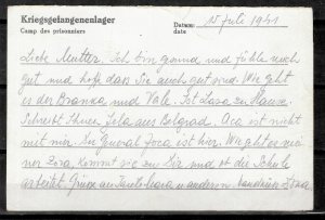 WWII German occupation of Serbia 1941 ☀ POW postcard to Nish