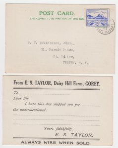 1943 Jersey 2½d  Blampied View,  on clean business postcard FDC