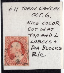 U.S. -  11 - Town cancel - Oct 6 - Nice Color - Used