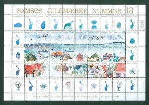 Denmark. 1991. Christmas Sheet Local Samso  # 13. Town: Selvig. Ships,Seal,Birds