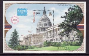 Belize-Sc#822-Unused NH sheet-Ameripex-The US Capitol-1986-