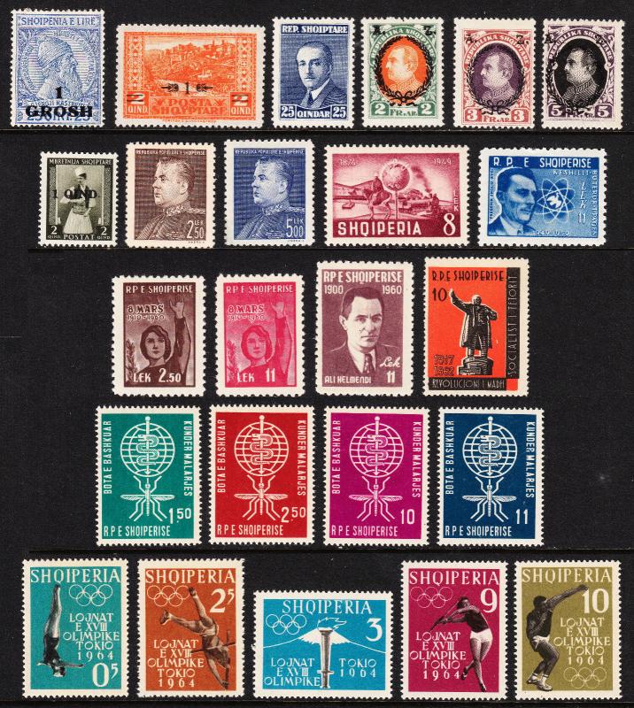 ALBANIA — SCOTT 50//733 — 1914-64 SINGLES AND SETS — MH/MLH/MNH — SCV $106.70