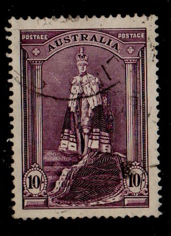 Australia Sc 178 1938 10/ G VI in Coronation Robes stamp used