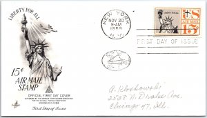 US FIRST DAY COVER FIRST PRINTING 15c AIRMAIL ON ART CRAFT CACHET ADDRESSED