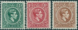 Jamaica 1938 SG121-123 KGVI (3) toned back MNH