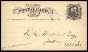 USA 1870s Michigan SOUTH HAVEN Violet Cancel Postal Card Cover 96338