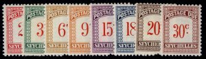 SEYCHELLES QEII SG D1-D8, 1951 postage due set, NH MINT. Cat £17.