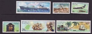 Nauru-Sc#108-13- id9-unused hinged set-Maps-Ships-Planes-1974-