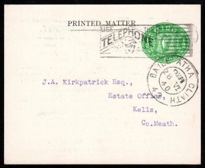 1940 Stamped to Order Craigie Bros. 1½d Post Card very fine used to Kells