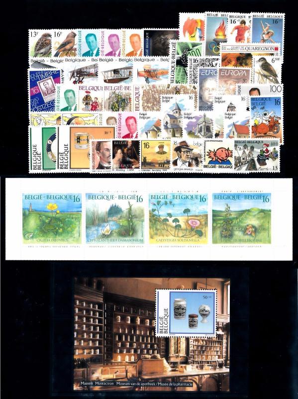 Belgium Belgien 1994 Complete Year Set incl. souv. Sheet and carnet MNH