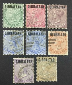 MOMEN: GIBRALTAR SG #1-7 1886 USED £700 LOT #64367