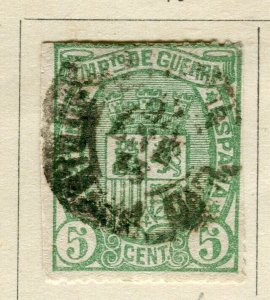 SPAIN; 1875 early classic WAR TAX issue fine used 5c. value