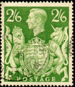 1942 Sg 476b 2s6d yellow-green with Wittering Cancellation Very Fine Used