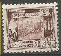 BURMA, 1949, used 4a, Cutting Scott 110