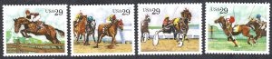 United States #2756-59 29¢ Sporting Horses (1993). Four singles. MNH