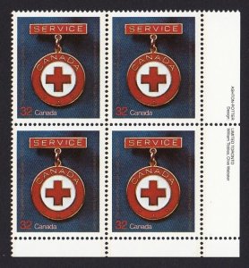 RED CROSS, MEDAL * Canada 1984 #1013 MNH LR Block of 4