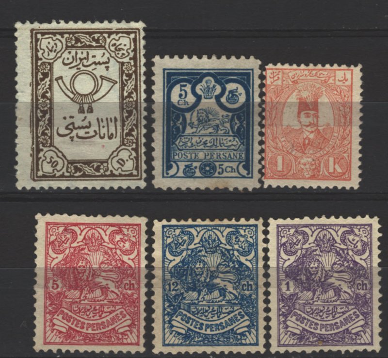 COLLECTION LOT # 5380 IRAN 6 UNG STAMPS 1889+ CV+$15