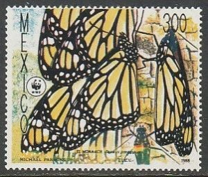 MEXICO 1559, Monarch Butterflies, World Wildlife Fund. SINGLE MINT. NH. VF.