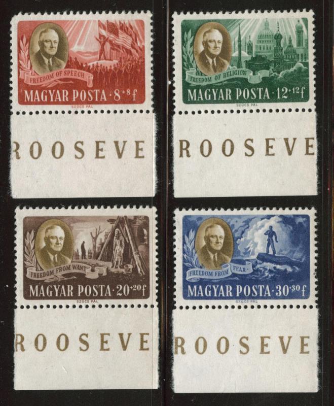 HUNGARY Scott B198A-D semi postal 1947 MNH** Roosevelt set