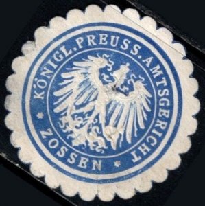 Vintage Germany Letter Seal Prussian District Court Of Zossen