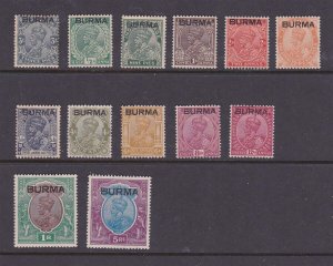 Burma 1937 Sc KGV Sc 1-6,8-13,15 MH