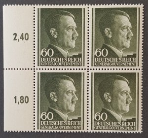 GERMANY THIRD 3rd REICH WWII OCC POLAND GENERAL GOVERNMENT BLOCK HITLER MNH