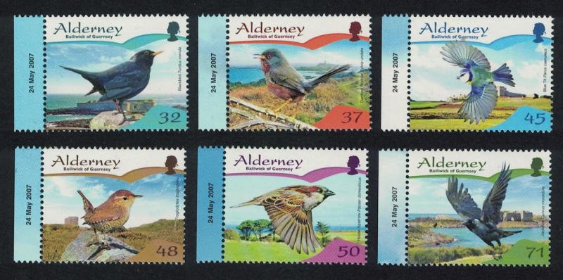 Alderney Residential Birds 2nd series Passerines 6v Margins with Date