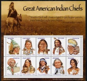 GAMBIA - 2005 - Great American Indian Chiefs - Perf 10v Sheet -Mint Never Hinged