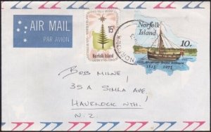 NORFOLK IS 1975 cover to New Zealand - nice franking ......................B3651